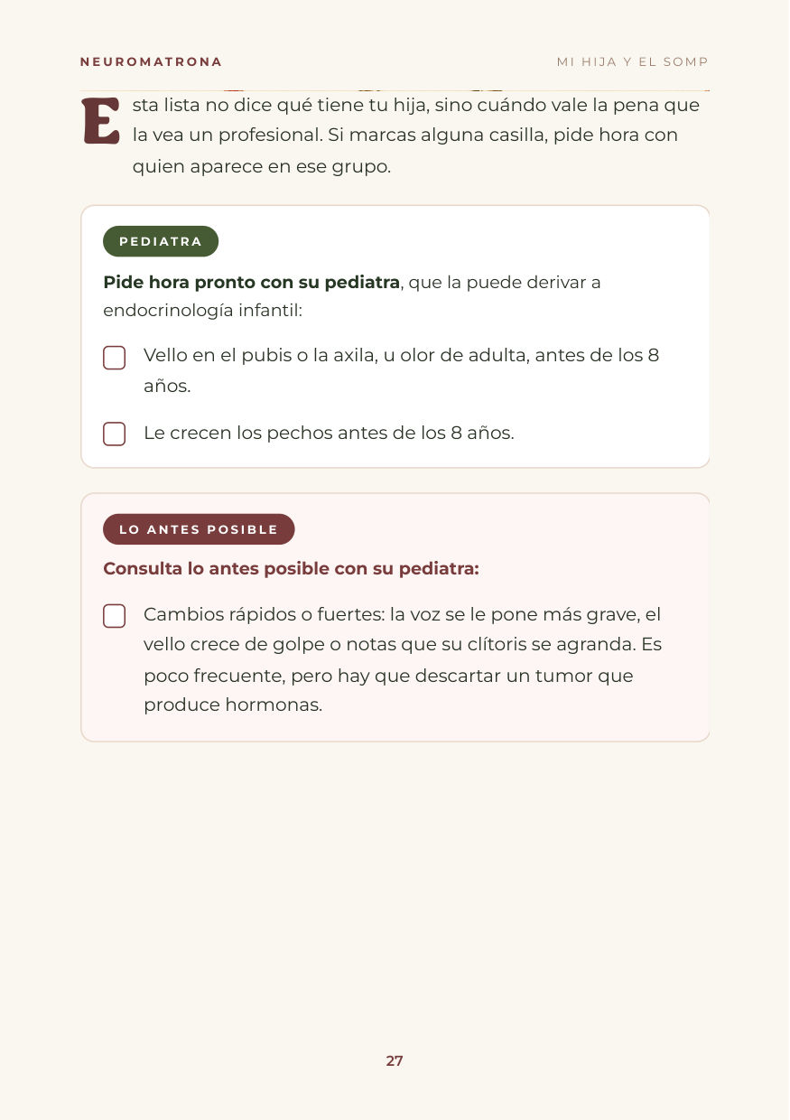 Lista de cuándo consultar
