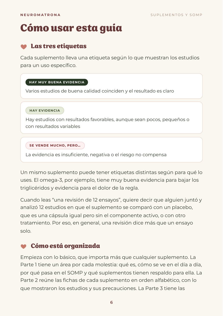 Página de las tres etiquetas de evidencia